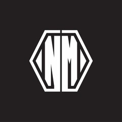 NM Logo monogram with hexagon line rounded design template