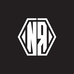 NR Logo monogram with hexagon line rounded design template