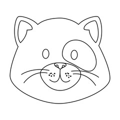 face of cute little cat line style icon vector illustration design