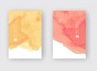 Watercolor blue and red color design banner set.