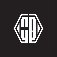OQ Logo monogram with hexagon line rounded design template