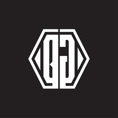 QG Logo monogram with hexagon line rounded design template