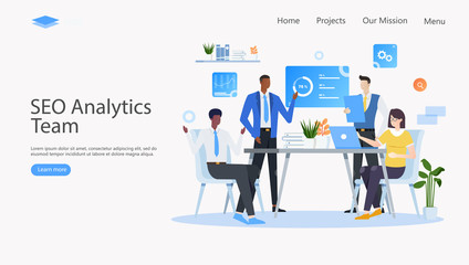 Fototapeta na wymiar SEO Analytics Team Vector Illustration Concept , Suitable for web landing page, ui, mobile app, editorial design, flyer, banner, and other related occasion