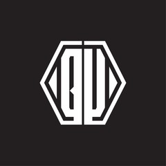 QU Logo monogram with hexagon line rounded design template