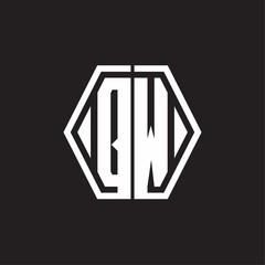 QW Logo monogram with hexagon line rounded design template