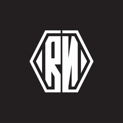 RN Logo monogram with hexagon line rounded design template
