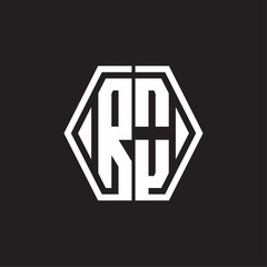 RO Logo monogram with hexagon line rounded design template