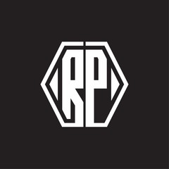 RP Logo monogram with hexagon line rounded design template