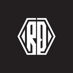 RQ Logo monogram with hexagon line rounded design template