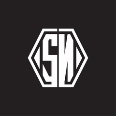 SN Logo monogram with hexagon line rounded design template