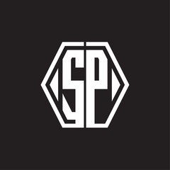 SP Logo monogram with hexagon line rounded design template