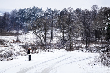 Fototapeta na wymiar Beautiful winter landscape in February.