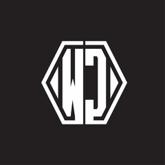 WC Logo monogram with hexagon line rounded design template