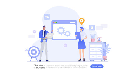 Fototapeta na wymiar Teamwork Communication Vector Illustration Concept , Suitable for web landing page, ui, mobile app, editorial design, flyer, banner, and other related occasion