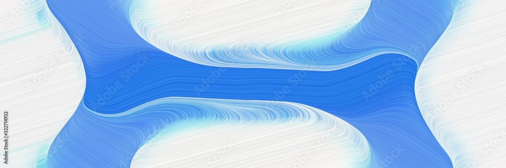 Poster moving header design with royal blue, white smoke and sky blue colors. fluid curved lines with dynamic flowing waves and curves