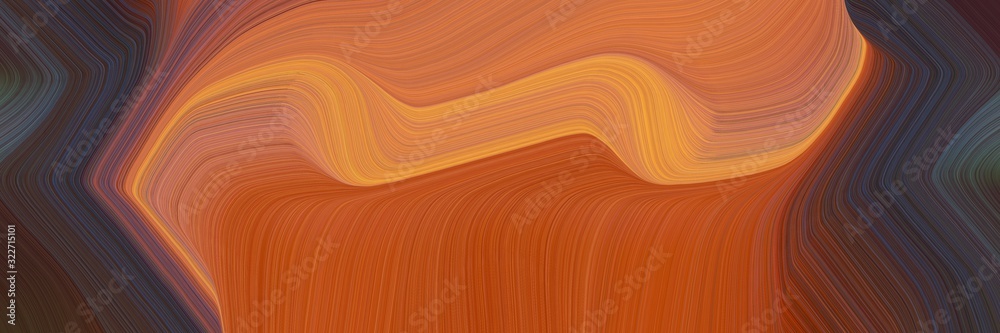 Poster artistic designed horizontal header with coffee, very dark violet and sandy brown colors. fluid curved lines with dynamic flowing waves and curves