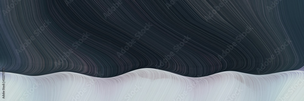 Poster colorful horizontal header with silver, very dark blue and dim gray colors. fluid curved flowing wav