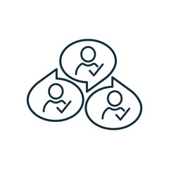 Obraz premium Group agreement. Discussion, dialogue. Vector linear icon on a white background.