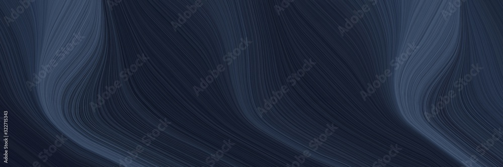 Fototapete artistic banner with very dark blue, dark slate gray and black colors. fluid curved lines with dynamic flowing waves and curves