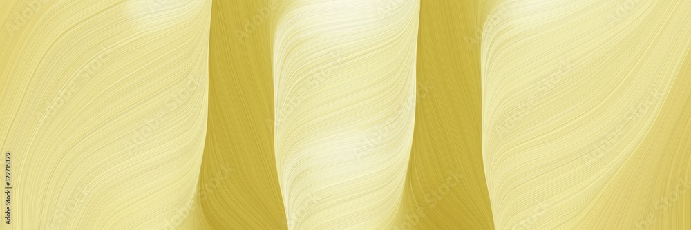 Poster surreal horizontal banner with pale golden rod, khaki and golden rod colors. fluid curved lines with