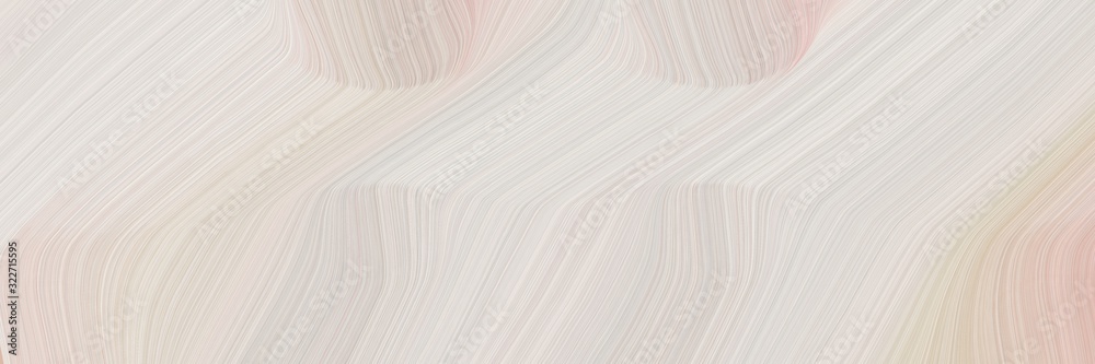 Poster surreal horizontal banner with light gray, silver and linen colors. fluid curved flowing waves and curves