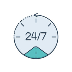 Color illustrationicon for 24 7 roadside
