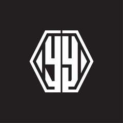 YY Logo monogram with hexagon line rounded design template