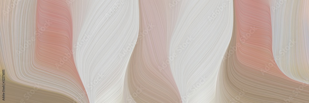 Poster colorful horizontal header with silver, rosy brown and light gray colors. fluid curved lines with dynamic flowing waves and curves