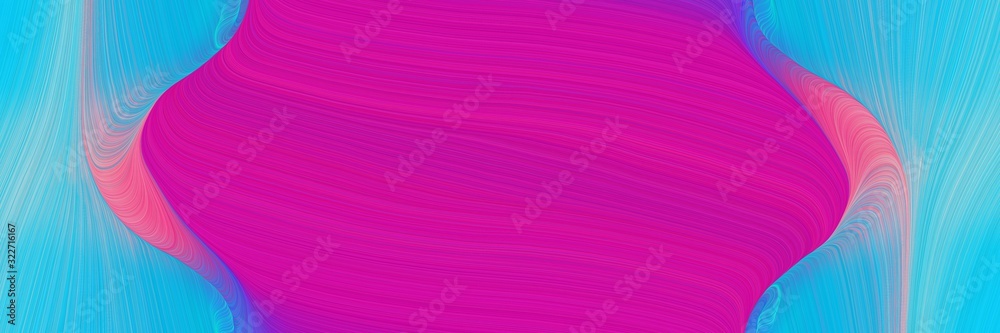 Poster dynamic horizontal banner with medium violet red, medium turquoise and sky blue colors. fluid curved