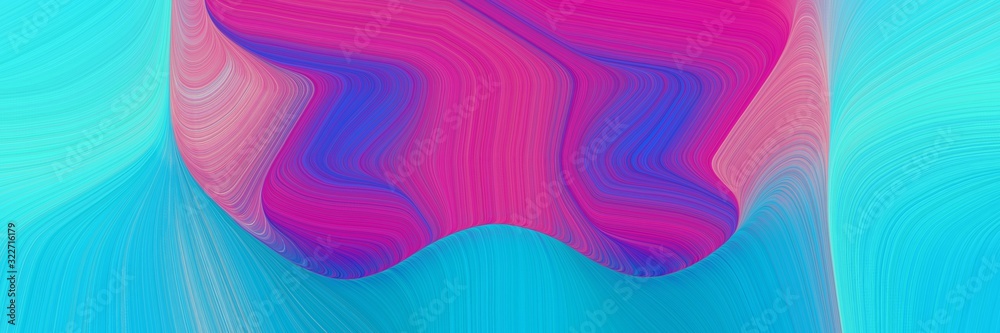 Poster colorful banner with mulberry , turquoise and moderate violet colors. fluid curved lines with dynamic flowing waves and curves