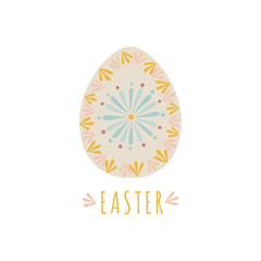 Traditional vintage Easter egg. Vector illustration using traditional Baltic ornaments and Lettering EASTER.