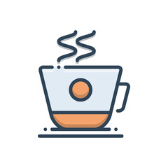 Color illustration icon for coffee cup 
