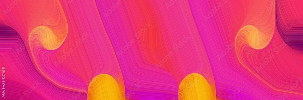 Poster moving designed horizontal header with moderate pink, deep pink and vivid orange colors. fluid curved lines with dynamic flowing waves and curves