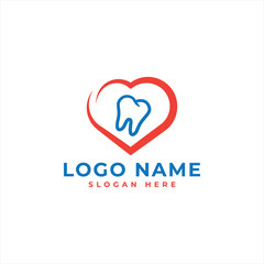 Dental love logo design template full vector