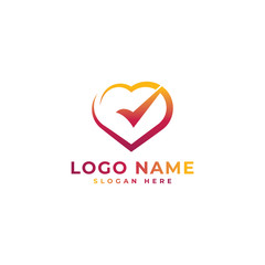 Love check logo design template full vector