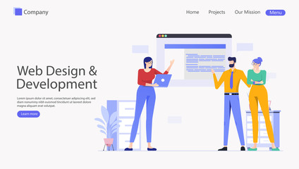 Website and Mobile Website Development Vector Illustration Concept , Suitable for web landing page, ui, mobile app, editorial design, flyer, banner, and other related occasion