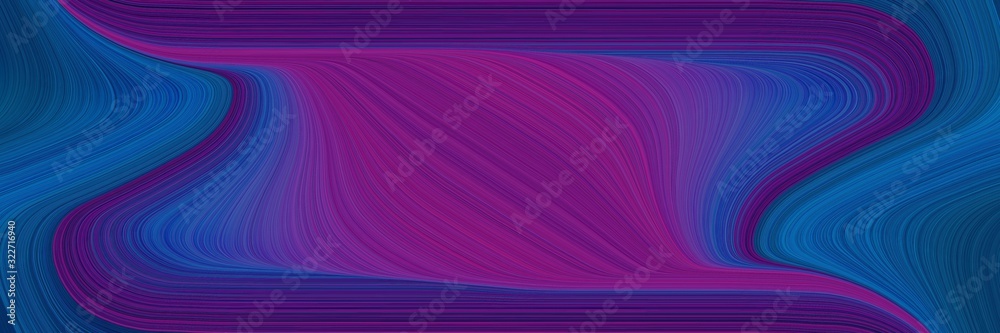 Poster moving designed horizontal header with midnight blue, purple and dark magenta colors. fluid curved f