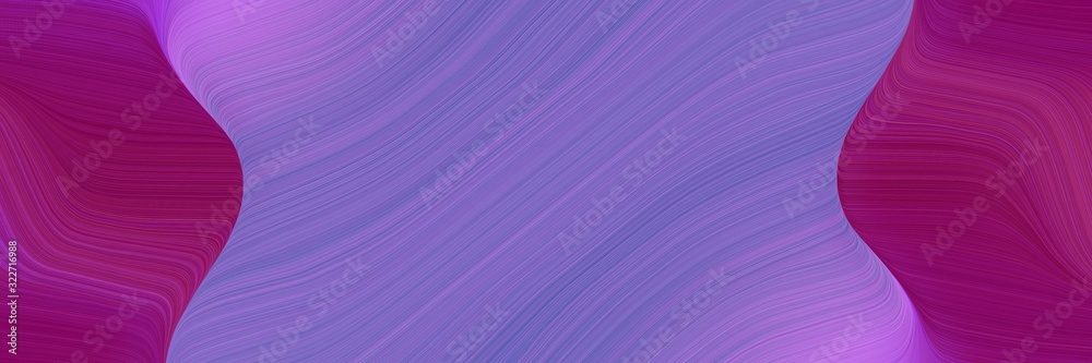 Poster flowing designed horizontal header with medium purple, dark moderate pink and dark magenta colors. f