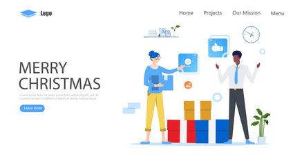 Merry Christmas and New Year Vector Illustration Concept, Suitable for web landing page, ui, mobile app, editorial design, flyer, banner, and other related occasion
