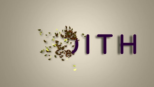 Name is Judith. The female name on a light background disappears flying in butterflies. Minimal graphics. 4k