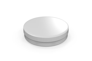 Round cardboard packaging box mock up template on isolated white background, 3d illustration