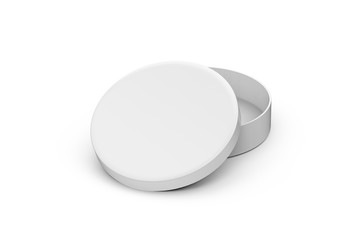 Round cardboard packaging box mock up template on isolated white background, 3d illustration