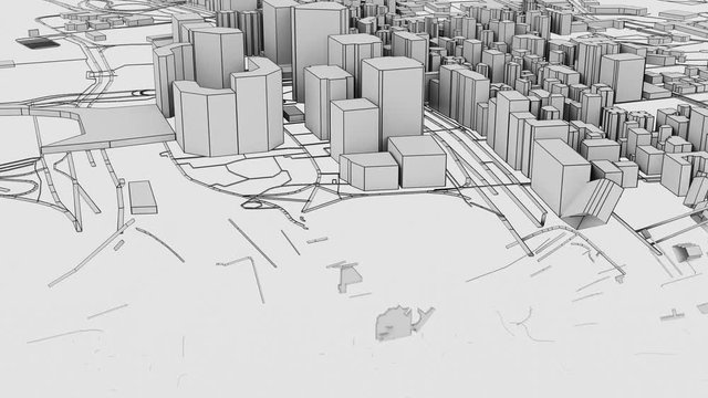 Animated appearance of 3D city