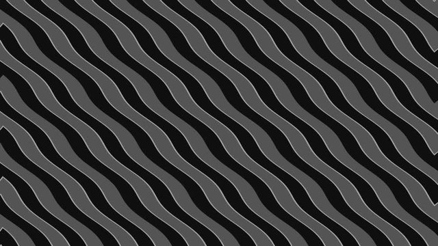 Abstract black and white animation on minimal background with wave effect, which varies in size, angle and intensity with abstract texture, in 16: 9 video format