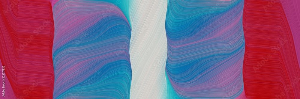 Poster flowing header design with teal blue, firebrick and pastel gray colors. fluid curved lines with dynamic flowing waves and curves