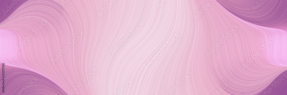 Poster flowing designed horizontal banner with thistle, antique fuchsia and pastel pink colors. fluid curve