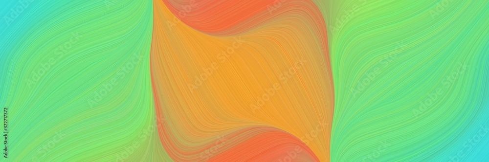 Poster decorative banner with pastel green, peru and turquoise colors. fluid curved lines with dynamic flow