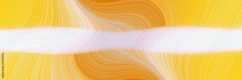 Poster artistic designed horizontal banner with linen, vivid orange and khaki colors. fluid curved lines with dynamic flowing waves and curves