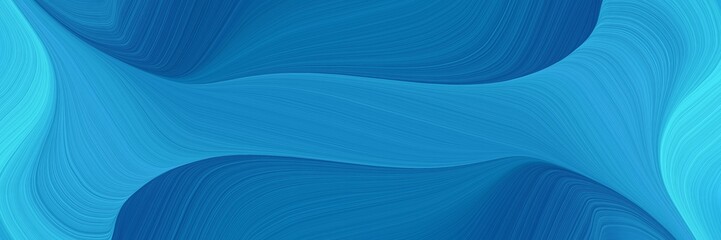 dynamic designed horizontal banner with strong blue, turquoise and dodger blue colors. fluid curved flowing waves and curves