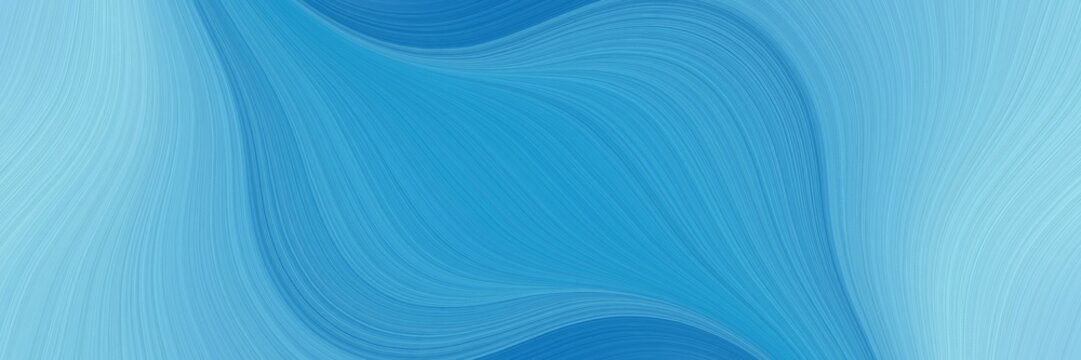 decorative banner design with steel blue, sky blue and strong blue colors. fluid curved flowing waves and curves © Eigens